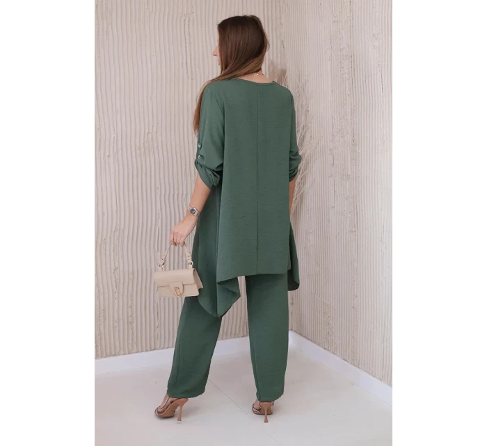 Sada halenky + kalhot s přívěskem tmavá khaki