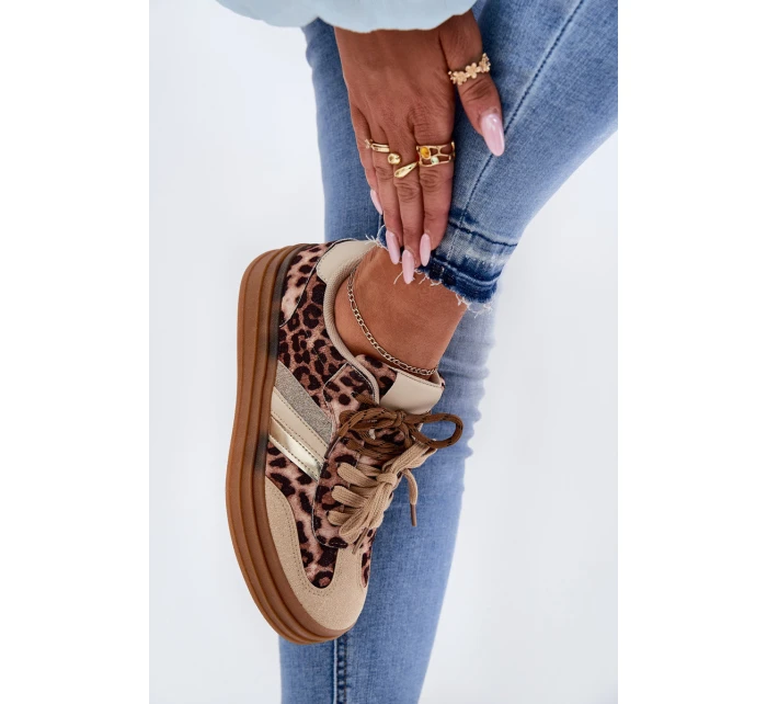 Dámské Tenisky Na Platformě S Dvojitým Šněrováním Leopardí Béžové Niteria Dámské Tenisky Na Platformě S Dvojitým Šněrováním Leopardí Béžové Niteria