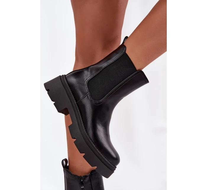 Zateplené kotníkové boty na zip Černé model 21708977 - Boto