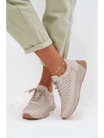 Kožené dámské tenisky s síťovinou model 22026520 šedé - SERGIO LEONE Kožené dámské tenisky s síťovinou model 22026520 šedé - SERGIO LEONE