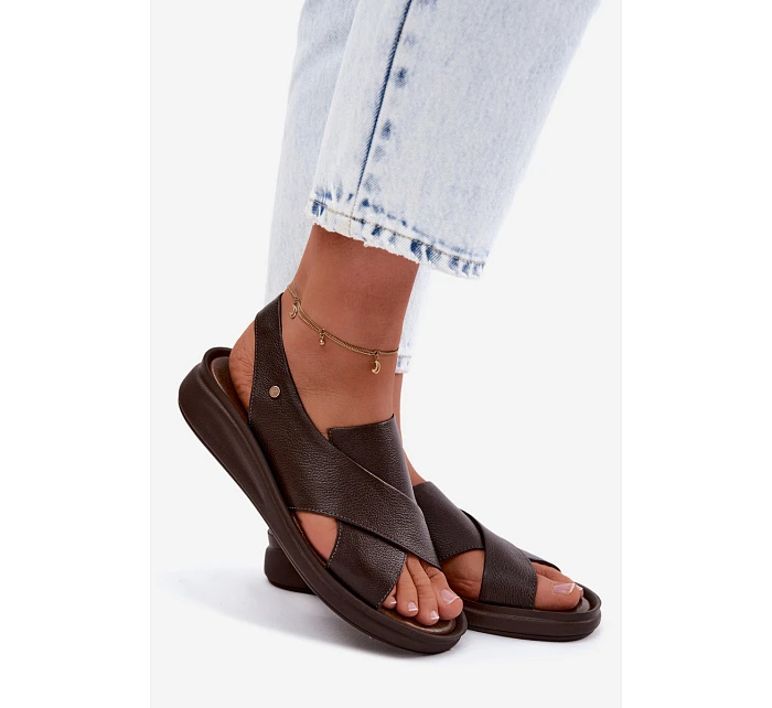 Zazoo 40392 Kožené dámské sandály čokoládové