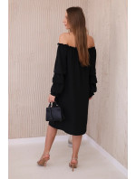 Španělské šaty s ozdobnými rukávy černé