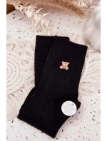 Teplé dámské ponožky s medvídkem a vlnou – černé Teplé dámské ponožky s medvídkem a vlnou – černé