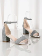 Originální  lodičky dámské šedo-stříbrné na širokém podpatku