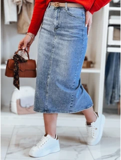 Džínová midi sukně s rozparkem MERITTA modrá FashionStreet CY0483