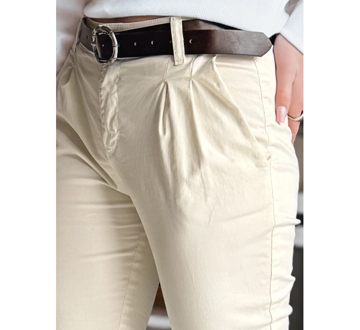 Dámské kalhoty chinos s páskem MODELA light beige FashionStreet UY2570