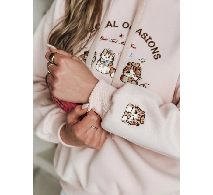 Dámská mikina nadměrné velikosti SPECIAL KITTY růžová FashionStreet BY1511