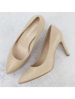 Béžové lodičky na jehlovém podpatku Sergio model 22013077 - LEONE Béžové lodičky na jehlovém podpatku Sergio model 22013077 - LEONE