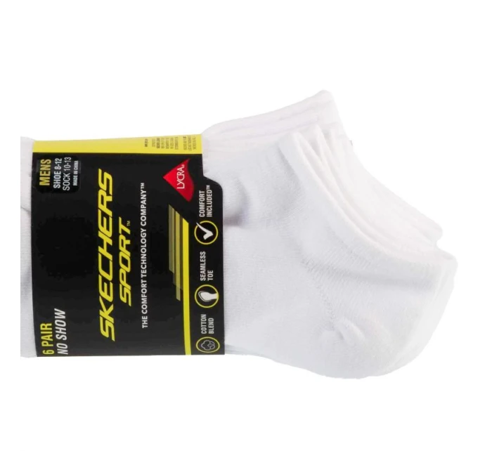 Skechers 6ks Pánské bavlněné ponožky S117809-WHT White 41-46 Skechers 6ks Pánské bavlněné ponožky S117809-WHT White 41-46