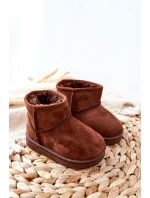 Dětské Teplé Sněhule Semišové Hnědé model 21564106 - Boto Dětské Teplé Sněhule Semišové Hnědé model 21564106 - Boto