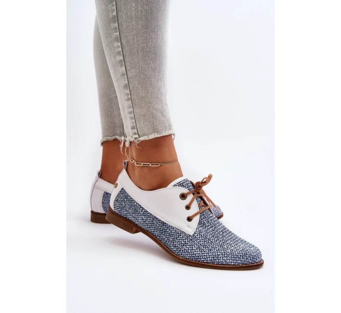 Dámské Kožené Polobotky Na Ploché Podrážce Maciejka 06461-17 Modré