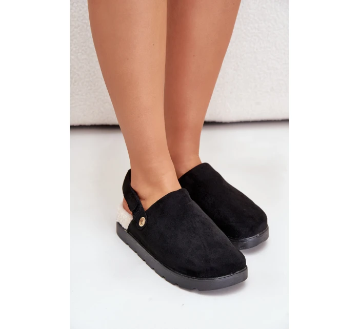 Dámské Pantofle Na Silné Podešvi S Kožíškem A Přezkou Černé model 21679287 - Boto Dámské Pantofle Na Silné Podešvi S Kožíškem A Přezkou Černé model 21679287 - Boto