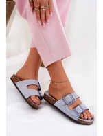 Dámské sandály s přezkami na korkové podrážce modré Sercele Dámské sandály s přezkami na korkové podrážce modré Sercele