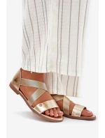 Dámské ploché sandály s elastickými pásky zlaté Marinea Dámské ploché sandály s elastickými pásky zlaté Marinea