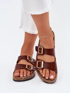 Dámské Pantofle S Přezkami Z Eko Kůže Hnědé Iskira