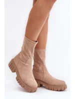 Béžové nazouvací boty na plochém podpatku model 20036645 - Kesi Béžové nazouvací boty na plochém podpatku model 20036645 - Kesi