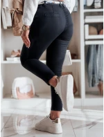 Dámské látkové chinos kalhoty s páskem námořnická modř Dstreet model 21986193 - FashionStreet