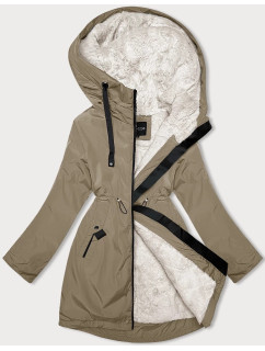 Dámská zimní bunda ve velbloudí barvě s kožešinovou podšívkou Glakate (H-2978)