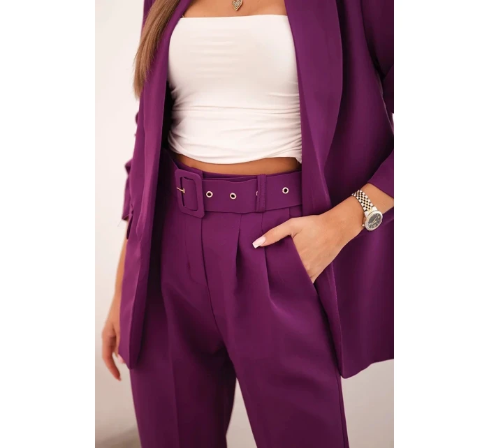 Elegantní souprava saka a kalhot tmavě fialová Elegantní souprava saka a kalhot tmavě fialová