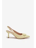 Dámské sandály na podpatku s ozdobným detailem Žluté Mariae