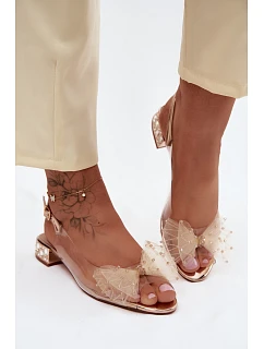 Dámské sandály průhledné s mašlí D&A MR61-9001 růžové zlato