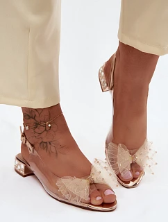 Dámské sandály průhledné s mašlí model 22140832 růžové zlato - D&A