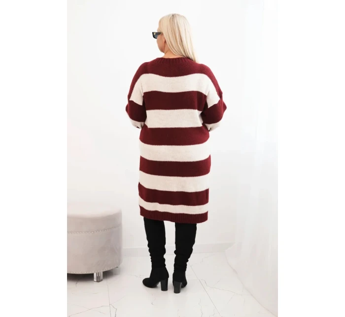 Dámské pletené šaty 8111 bordó-béžové - Kesi Dámské pletené šaty 8111 bordó-béžové - Kesi