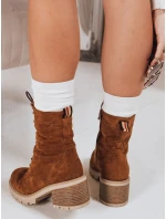 Dámské semišové šněrovací boty velbloudí barvy FashionStreet ZY1236