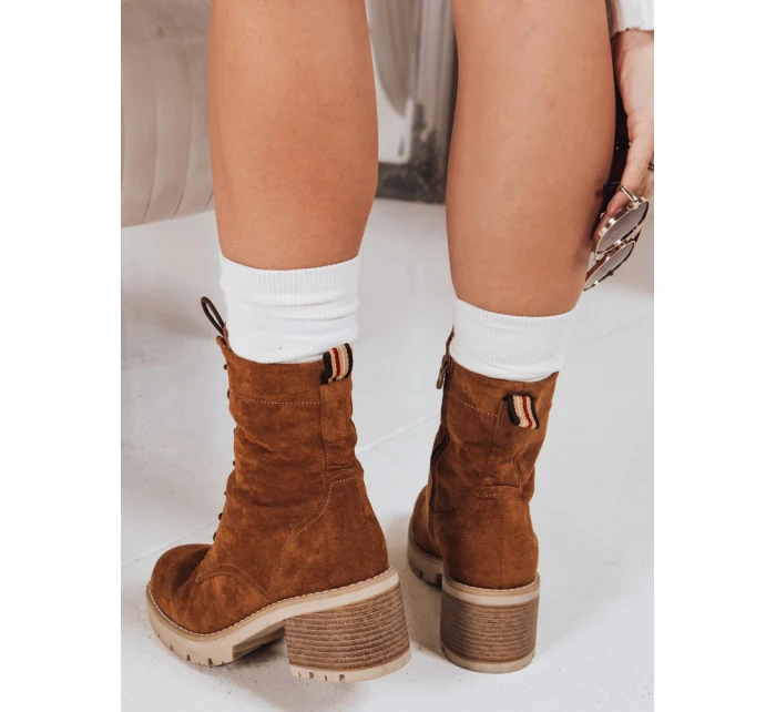 Dámské semišové šněrovací boty velbloudí barvy FashionStreet ZY1236