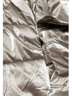 Dlouhá lesklá béžová dámská zimní bunda (775)