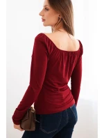 Dámská blůza s model 21731242 výstřihem a dlouhým rukávem bordó - K-Fashion Dámská blůza s model 21731242 výstřihem a dlouhým rukávem bordó - K-Fashion