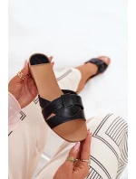 Ploché Dámské Pantofle S Proplétajícími Se Pásky Černé Selaenor Ploché Dámské Pantofle S Proplétajícími Se Pásky Černé Selaenor