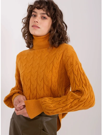 Sweter AT SW model 19014708 ciemny żółty - FPrice Sweter AT SW model 19014708 ciemny żółty - FPrice