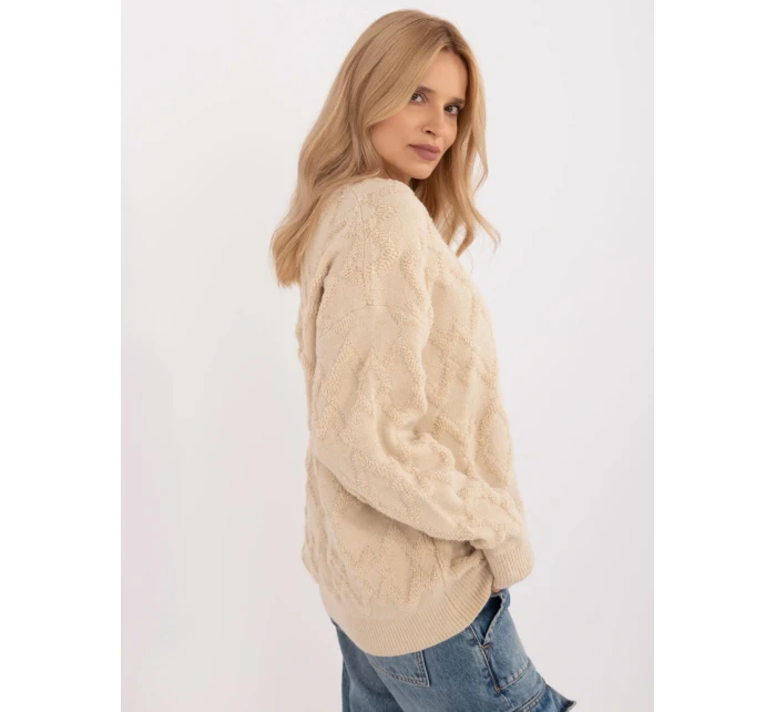 Sweter AT SW model 20463677 jasny beżowy - FPrice Sweter AT SW model 20463677 jasny beżowy - FPrice