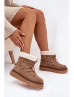 Dámské sněhule na platformě se šněrováním – světle hnědé Roselya Dámské sněhule na platformě se šněrováním – světle hnědé Roselya