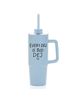 EVERY DEJ IS GUD DEJ - světle modrý cestovní hrnek s průhledným víčkem 900 ml