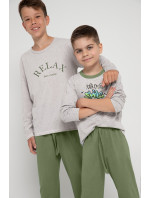 Chlapecké pyžamo 3090 SAMMY Světle béžová s tmavě zelenou - Taro