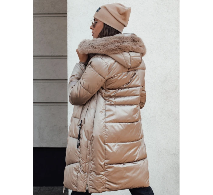 Dámská prošívaná zimní bunda s kapucí ULTRAWAY camel FashionStreet TY4643