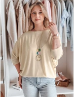 Dámská máslová halenka oversize s přívěskem LUZVIA beige FashionStreet RY2773