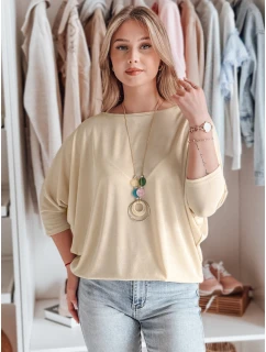 Dámská máslová halenka oversize s přívěskem LUZVIA beige FashionStreet RY2773