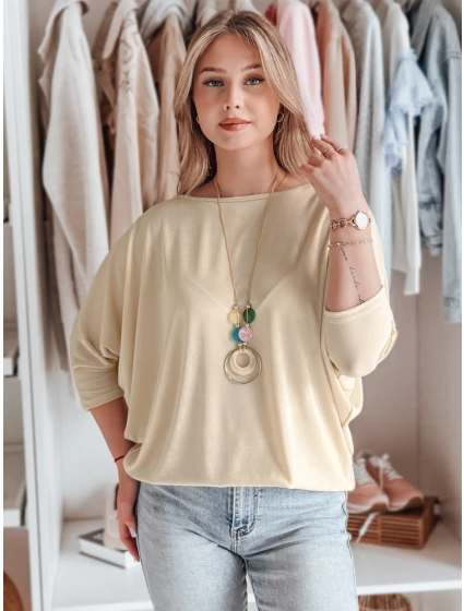 Dámská máslová halenka oversize s přívěskem LUZVIA beige FashionStreet RY2773