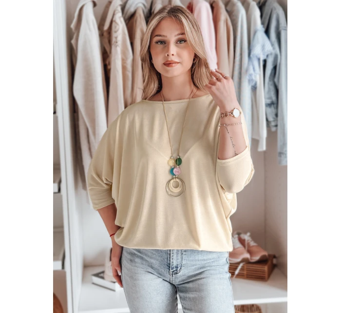 Dámská máslová halenka oversize s přívěskem LUZVIA beige FashionStreet RY2773