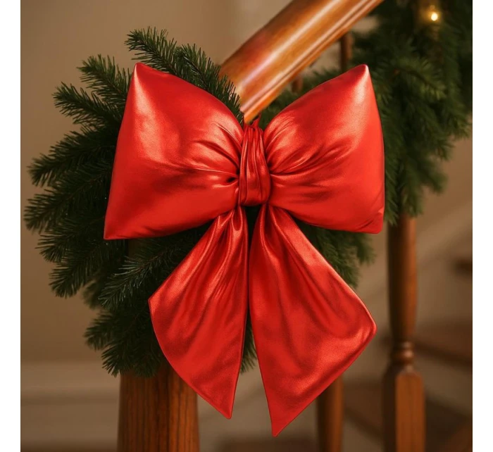 Dekorativní plyšová mašle 13x20 cm červená