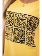 Dámská bavlněná blůza s ozdobným potiskem žlutá Dámská bavlněná blůza s ozdobným potiskem žlutá