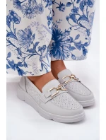 Dámské Kožené Mokasíny se Zlatým Detailem Jasnoszare Vinceza 88007