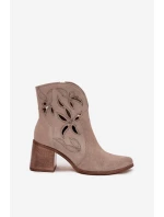 Dámské semišové boty s na podpatku  béžové model 21713148 - Zazoo