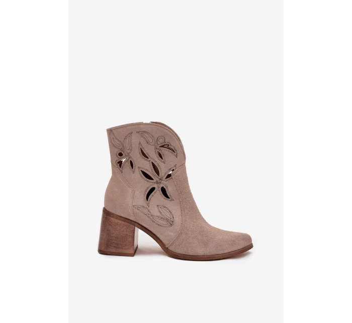 Dámské semišové boty s na podpatku  béžové model 21713148 - Zazoo