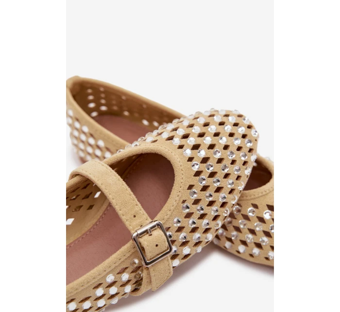 Dámské baleríny s krajkovým vzorem a kamínky Žluté Wilvessa Dámské baleríny s krajkovým vzorem a kamínky Žluté Wilvessa