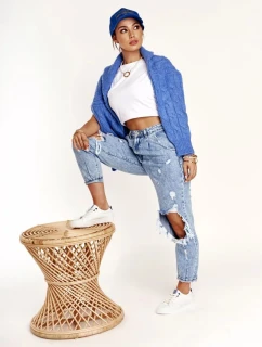 Dámské módní tenisky Big Star - bílá/tmavě modrá