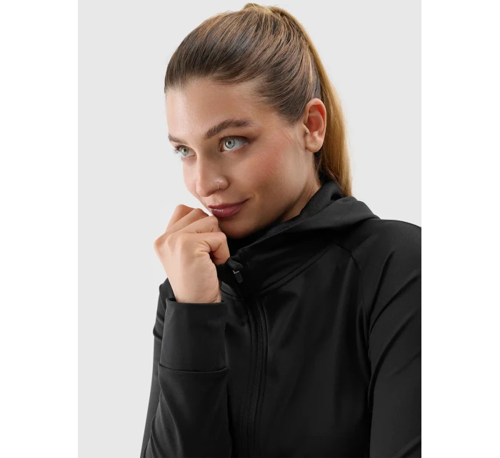 Dámská sportovní rychleschnoucí rozepínací mikina s kapucí 4F - černá Dámská sportovní rychleschnoucí rozepínací mikina s kapucí 4F - černá